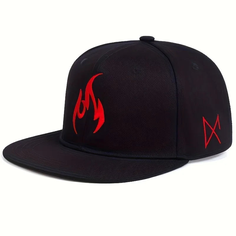 Unisex Flame Embroidery Hip-hop Hats Spring Autumn Adjustable Casual Snapback Baseball Caps Outdoor Sunscreen Hat