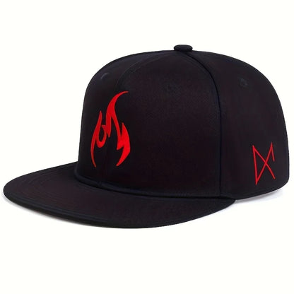 Unisex Flame Embroidery Hip-hop Hats Spring Autumn Adjustable Casual Snapback Baseball Caps Outdoor Sunscreen Hat