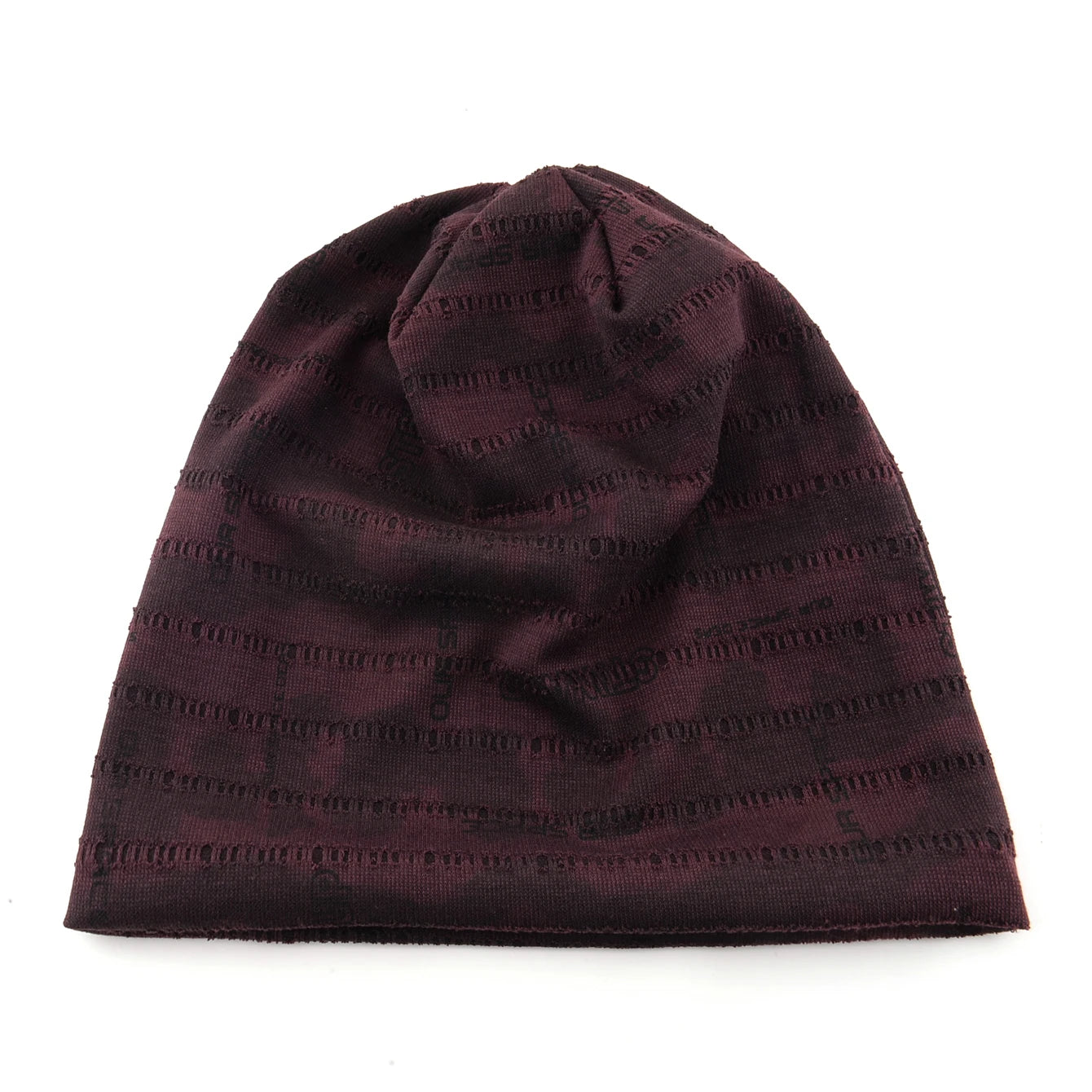 Unisex Camouflage Print Beanie Hat With Distressed Holes Lightweight Stretchy Beanies For Men Women Streetwear Bonnet Cap