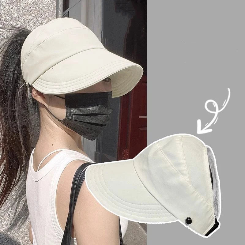 Women's Summer Quick Dry Visor Hat Breathable Outdoor Sunscreen Cap with Mask Hook