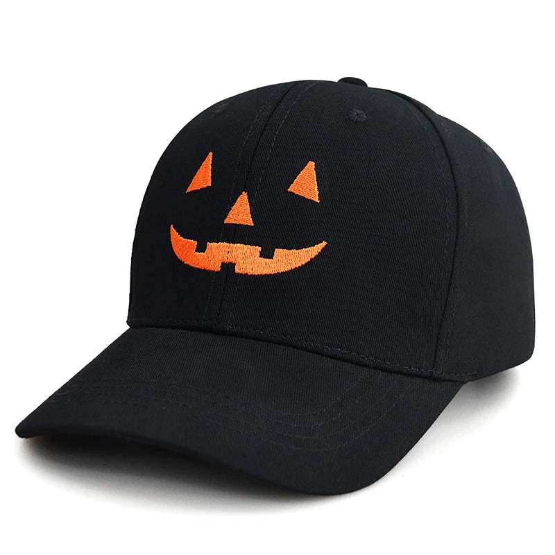 Unisex Halloween Embroidered Baseball Cap Pumpkin Embroidery Hat Outdoor Adjustable Casual Curved Brim Hats Sunscreen Dad Hat