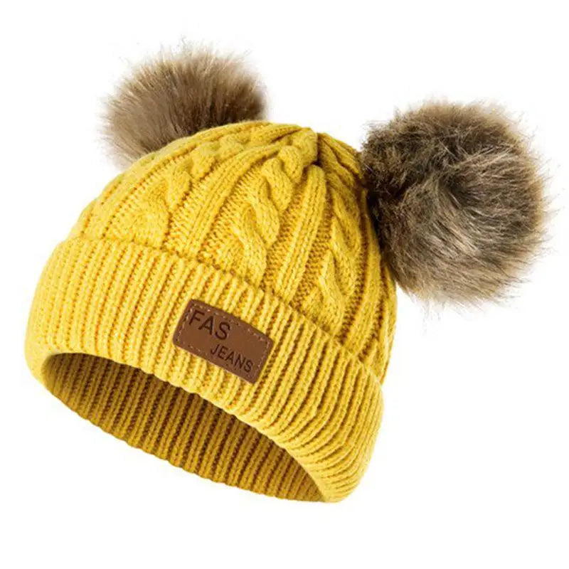 New Kid Hat Children Double Pompom Winter Hat  Cute Knitted Hat For Girls Boys Casual Girls Hat Baby Beanie Cap