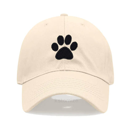 Dog Paw Embroidered Baseball Cap for Women Men Fashion Adjustable Washed Cotton Dad Hat Unisex Classic Golf Caps