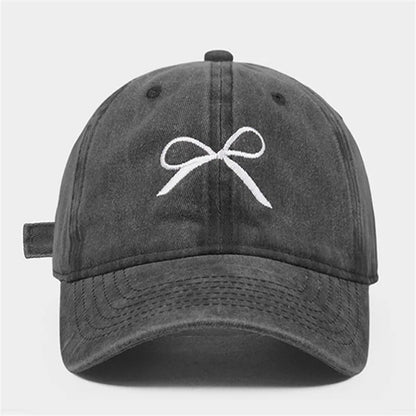 New Women Cotton Cute Washed Baseball Cap Four Season Female Lady Fashion Outdoor Casual Retro Bowknot Cap Hat for Women