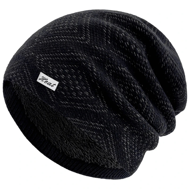 Hot Sale Unisex Warm Winter Hat HEAT Mark Skull Cap Diamond Grid Design Beanie Hat Thicken Winter Hats For Women Men Knit Hat