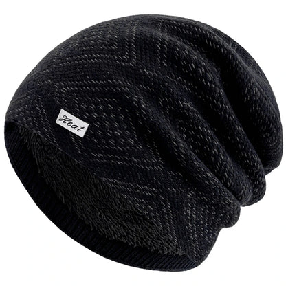 Hot Sale Unisex Warm Winter Hat HEAT Mark Skull Cap Diamond Grid Design Beanie Hat Thicken Winter Hats For Women Men Knit Hat