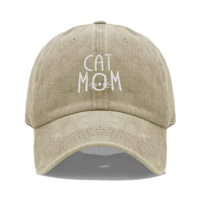 CAT MOM Embroidered Baseball Cap for Women Men Fashion Adjustable Soft Washed Cotton Dad Hat Unisex Classic Golf Caps