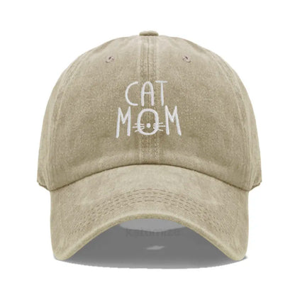 CAT MOM Embroidered Baseball Cap for Women Men Fashion Adjustable Soft Washed Cotton Dad Hat Unisex Classic Golf Caps