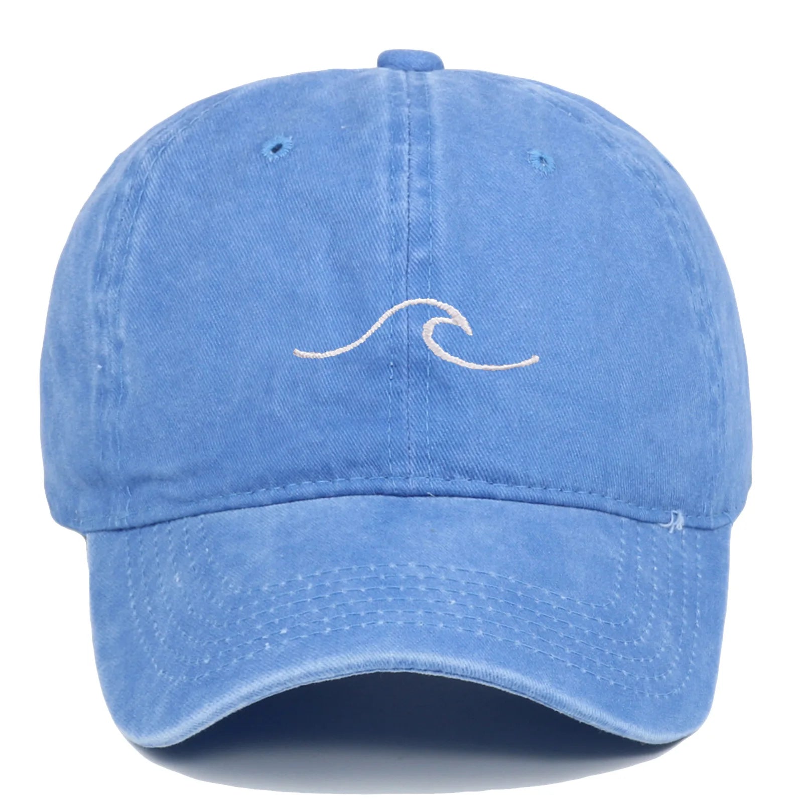 Wave Pattern Embroidered Baseball Cap For Men Women Vintage Washed Cotton Duckbill Sun Hat Outdoor Sport Distressed Dad Hats