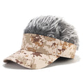 Camouflage Baseball Cap Spiked Hairs Wig Unisex Fake Wigs Hat Hip Hop Street Outdoor Casual Visor Golf Sun Hats