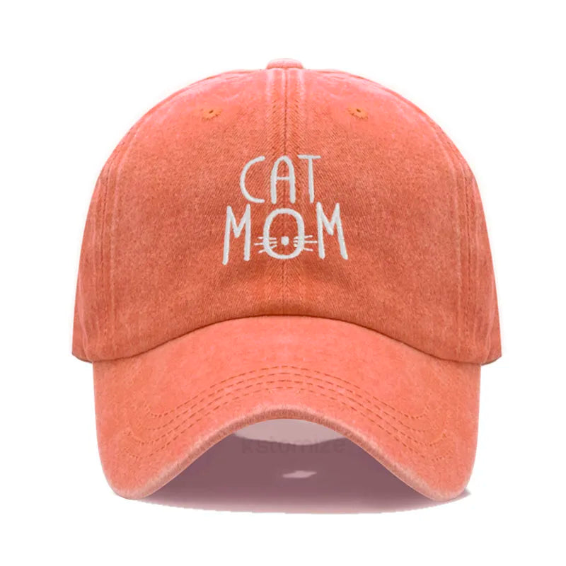 CAT MOM Embroidered Baseball Cap for Women Men Fashion Adjustable Soft Washed Cotton Dad Hat Unisex Classic Golf Caps