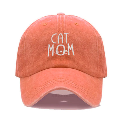 CAT MOM Embroidered Baseball Cap for Women Men Fashion Adjustable Soft Washed Cotton Dad Hat Unisex Classic Golf Caps