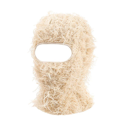 Full Face Cover Ski Mask Hat Balaclava Distressed Knitted Beanie Camouflage Men Hat Women Winter Warm Windproof Bicycle Neck Hat