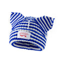Stripe Knit Beanie Hats Cute Bunny Ears Grunge Cap Fluffy Winter Warm Knit Crochet Outdoor Slouchy Beanie Fashion Brand