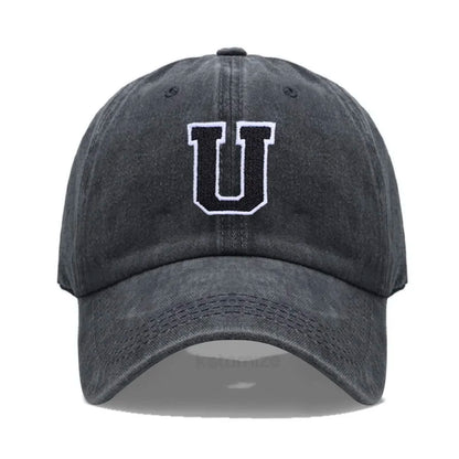 Initial Letter A-Z Embroider Baseball Cap For Men Womne Washed Cotton Dad Hat Fashion Team Sport Visors Snapback Caps