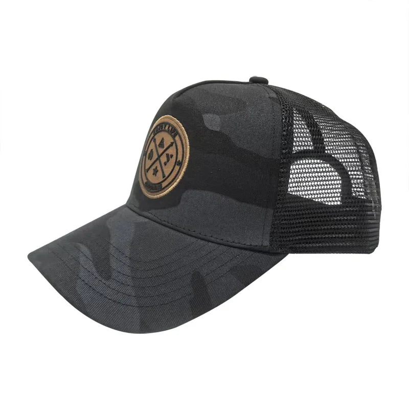 Unisex Mesh Baseball Cap – Camouflage Breathable Trucker Snapback Dad Hat for Outdoor Sports