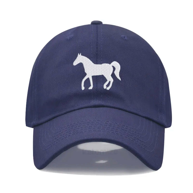 Horse Embroidered Baseball Cap for Women Men Fashion Adjustable Washed Cotton Dad Hat Unisex Classic Golf Caps