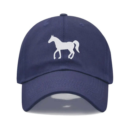 Horse Embroidered Baseball Cap for Women Men Fashion Adjustable Washed Cotton Dad Hat Unisex Classic Golf Caps