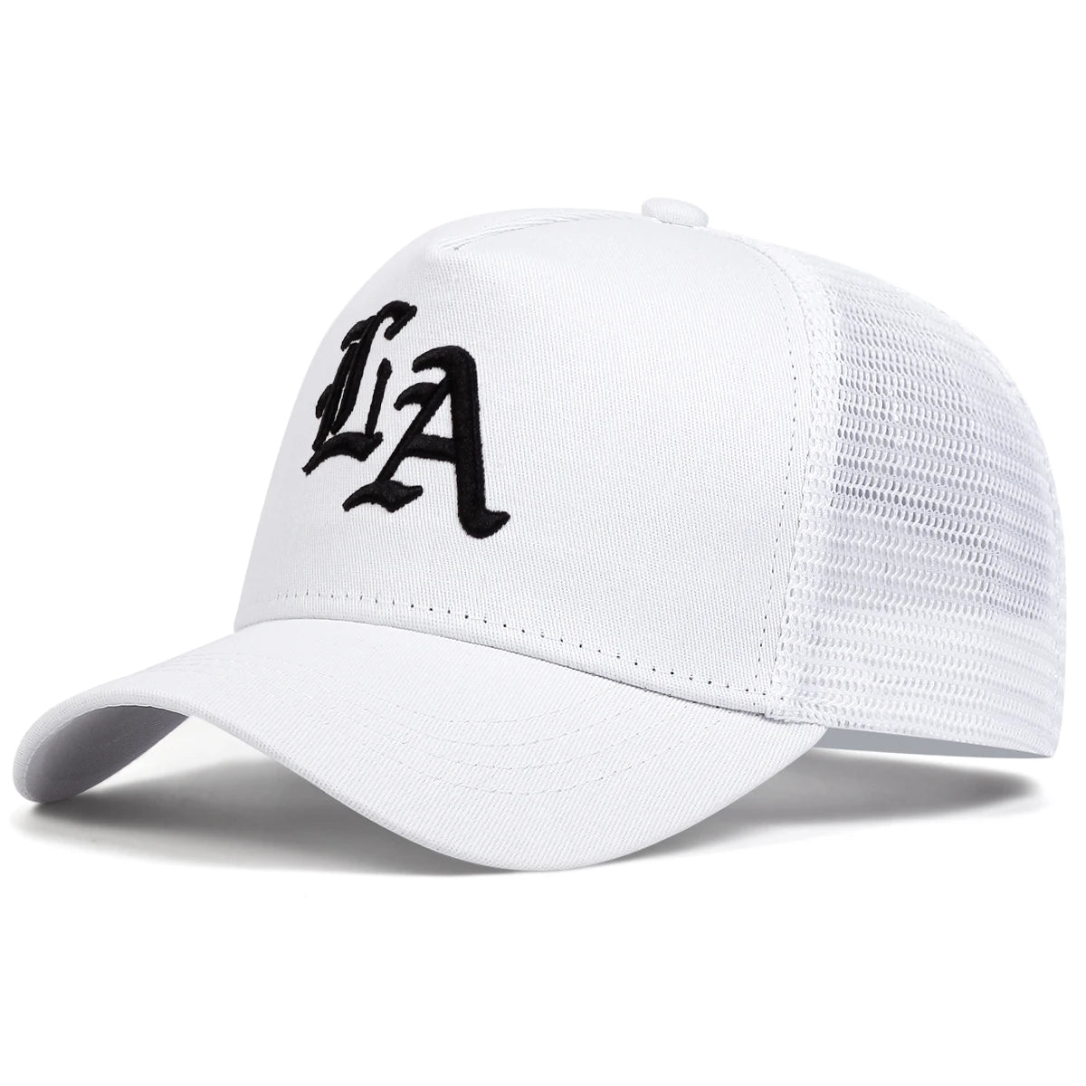 Unisex LA Letter Embroidery Baseball Net Caps Hip Hop Cap Spring Summer Outdoor Adjustable Casual Hats Sunscreen Hat ﻿
