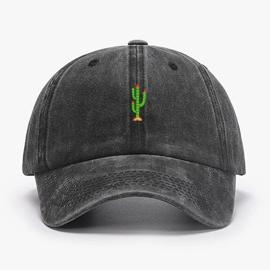 Mini Cactus Embroidery vintage soft Baseball caps Men Women Water Washed Hat Sports Fishing Dad Visor Summer Autumn Peaked cap
