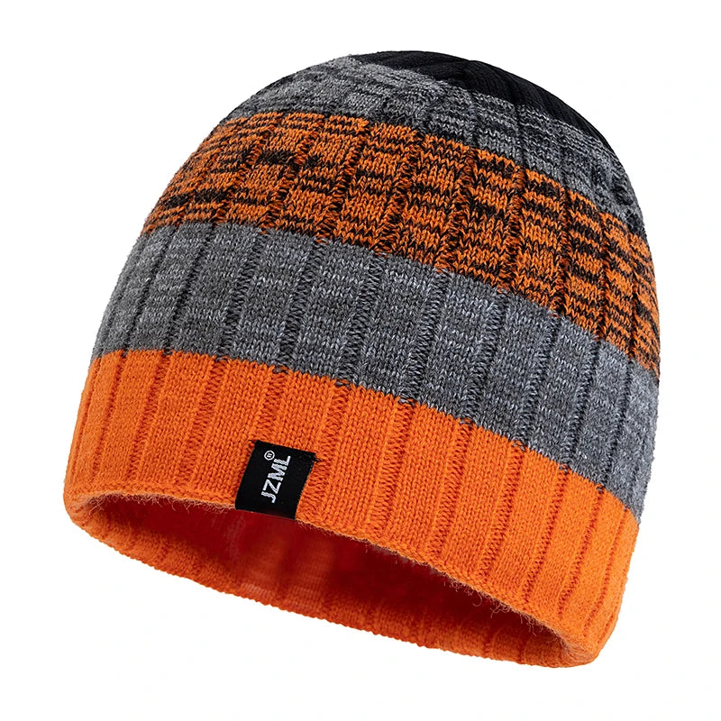 Hot Sale Unisex JZML Letter Label Decor Beanie Hat Casual Colorful Stripes Winter Knitted Hat Daily Life Outdoor Ski Sports Cap