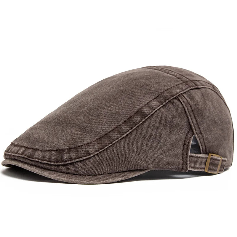 Unisex Vintage Cotton Beret – Flat Visor Newsboy Cap, Adjustable Summer Sun Hat