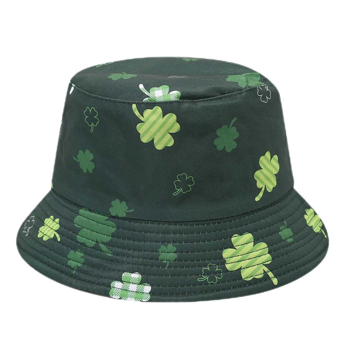 2025 St Patrick's Day Bucket Hat for Women Men Tropical Print Revisible Summer Double Side Sun Hat Green Leaf Panama Beach Cap