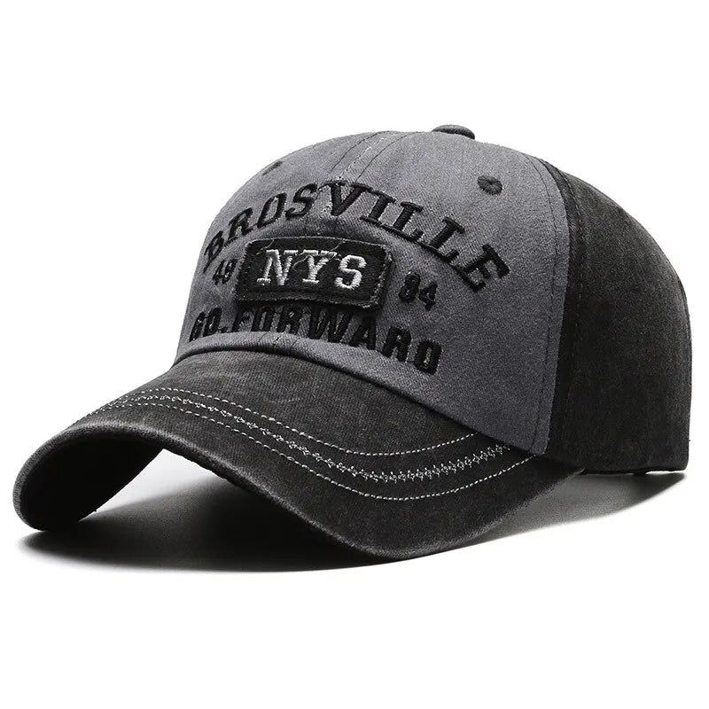Men’s Washed Baseball Cap – Distressed Cotton Embroidered Casual Sun Hat
