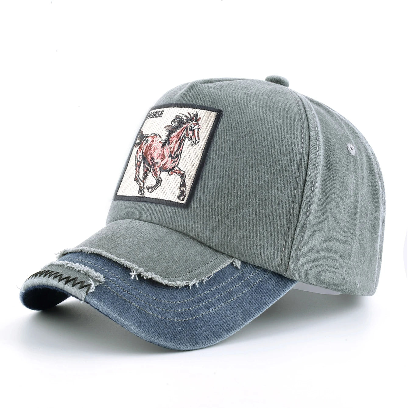 Vintage Denim Baseball Cap With Embroidery Horse Patch Men Snapback Hip Hop Dad Hats Women Four Seasons Adjustable Visor Cap