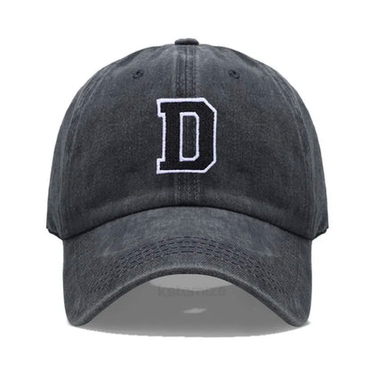 Initial Letter A-Z Embroider Baseball Cap For Men Womne Washed Cotton Dad Hat Fashion Team Sport Visors Snapback Caps