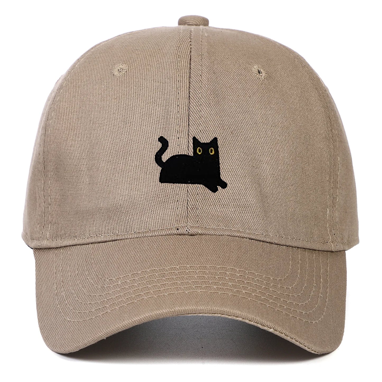 New Cute Cat Embroidery Soft Top Baseball Cap Men and Women Summer Visor Outdoor Hip Hop Dad Hat Black