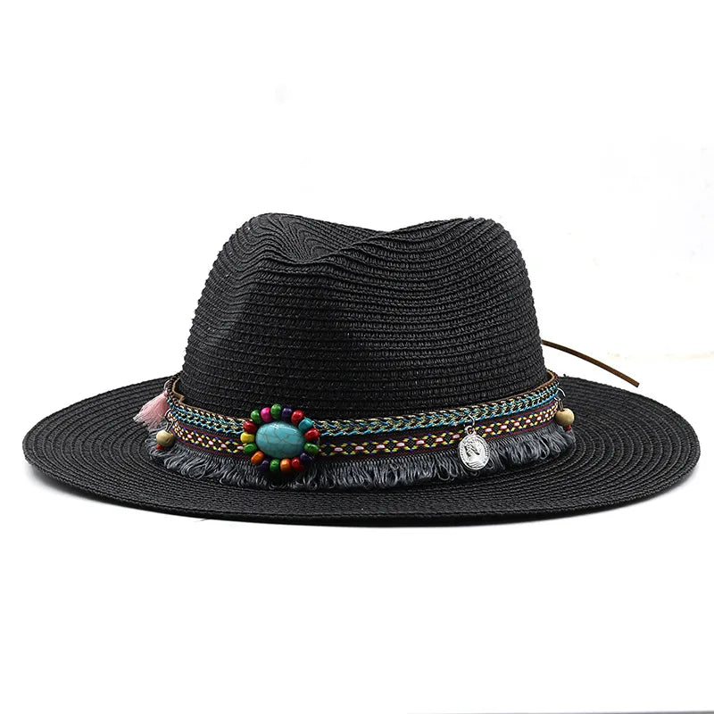 Summer Beach Hat Men and Women Couple Denim Visor Sun Hat Minority Style Denim Straw Hat