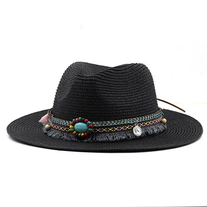Summer Beach Hat Men and Women Couple Denim Visor Sun Hat Minority Style Denim Straw Hat