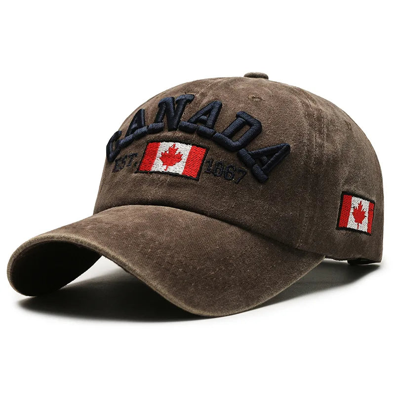Unisex Washed Cotton Vintage Cap High Quality CANADA Letter Embroidery Baseball Cap Men And Women Outdoor Sports Hats