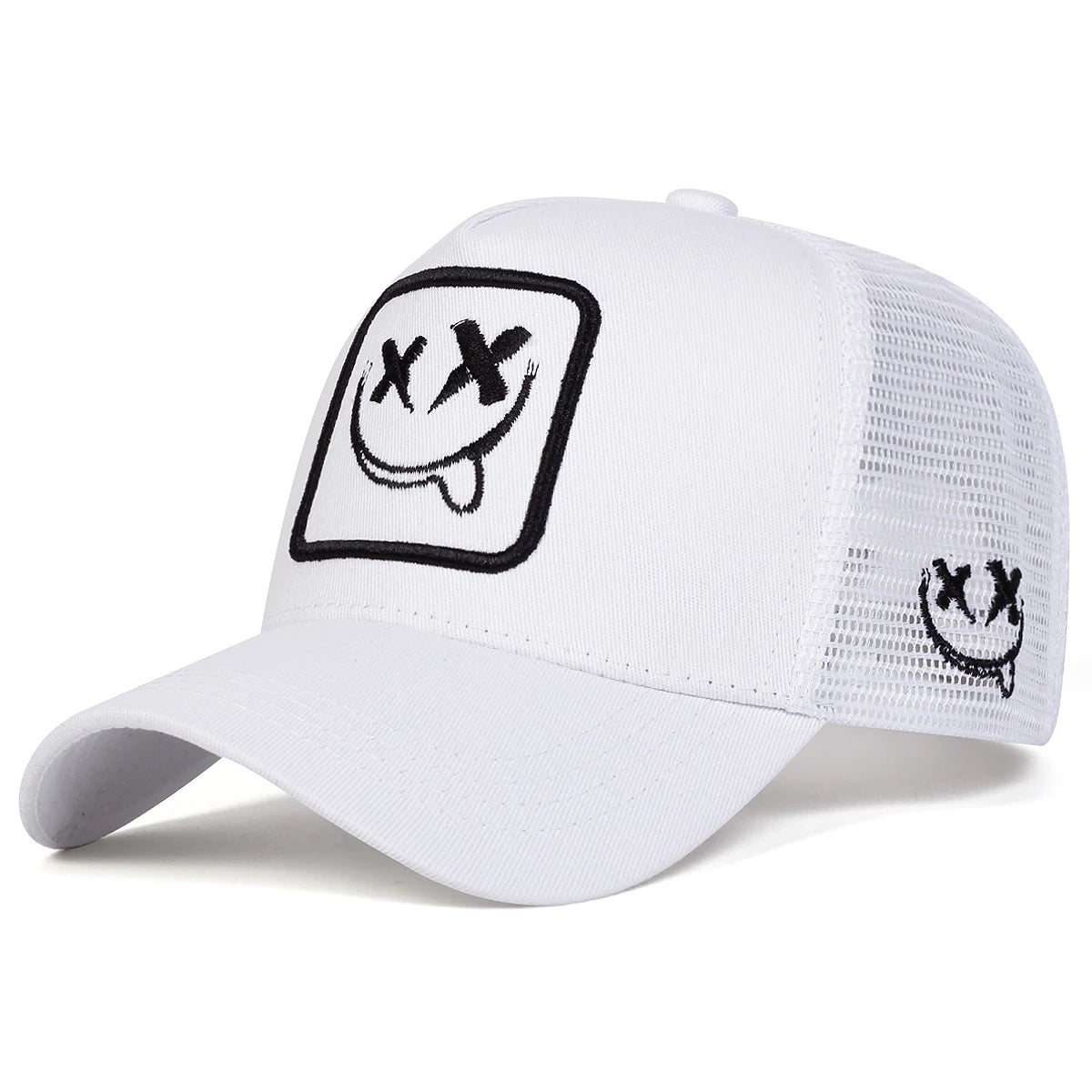 Unisex XX Smiling Face Embroidery Baseball Net Caps Spring and Summer Outdoor Adjustable Casual Hats Hip Hop Hat Sunscreen Hat