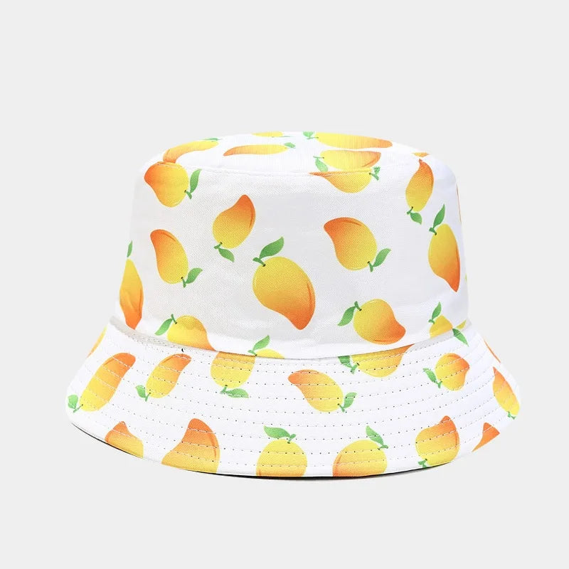 creative fruit pattern bucket hat men's and women's outdoor leisure sunscreen fishing sun hat double-sided beach basin cap
