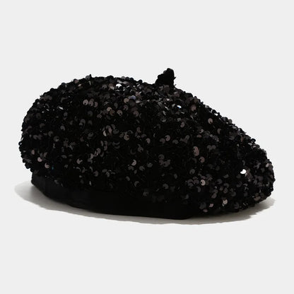 Ladies Girls Sequin Beret Women Elegant Octagonal Cap Personality Painter Pumpkin Hat for Festival Party Club Halloween