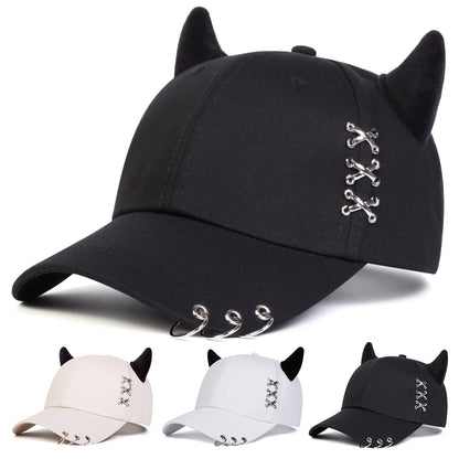 Unisex XXX Iron Ring Bull Horn Personality Baseball Caps Spring Autumn Outdoor Adjustable Casual Hats Sunscreen Hat