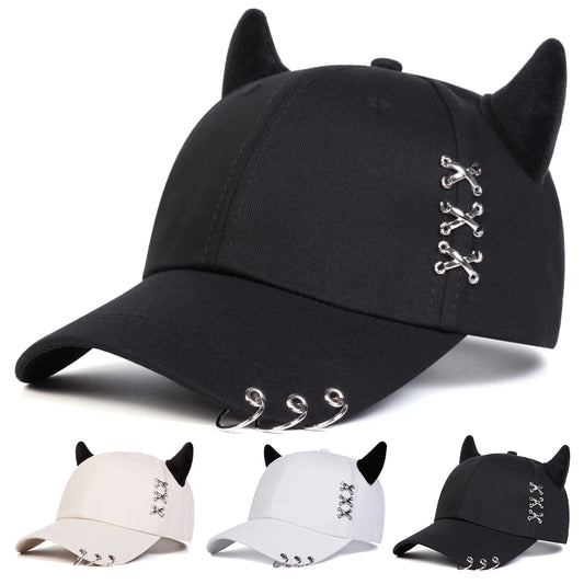 Unisex XXX Iron Ring Bull Horn Personality Baseball Caps Spring Autumn Outdoor Adjustable Casual Hats Sunscreen Hat