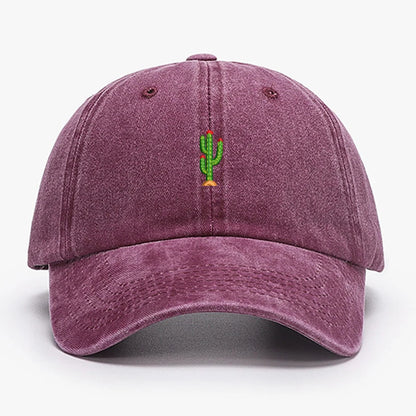 Mini Cactus Embroidery vintage soft Baseball caps Men Women Water Washed Hat Sports Fishing Dad Visor Summer Autumn Peaked cap