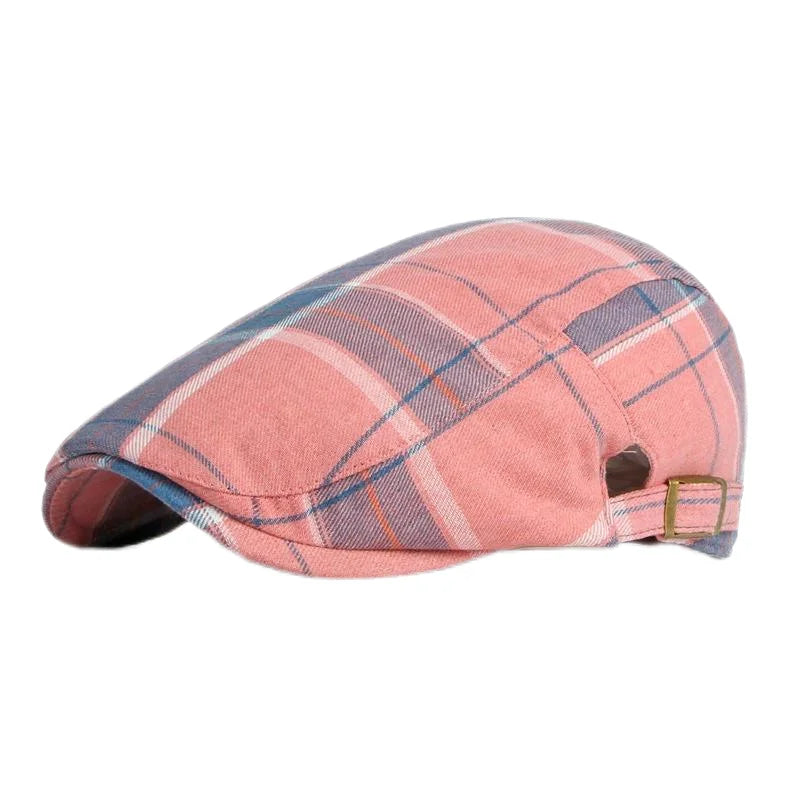 Spring Summer Dopamine Plaid Beret Duck Tongue Forward Hat British Style Visor Summer Hats for Women Men Sun Hats Dad's Hat Gift