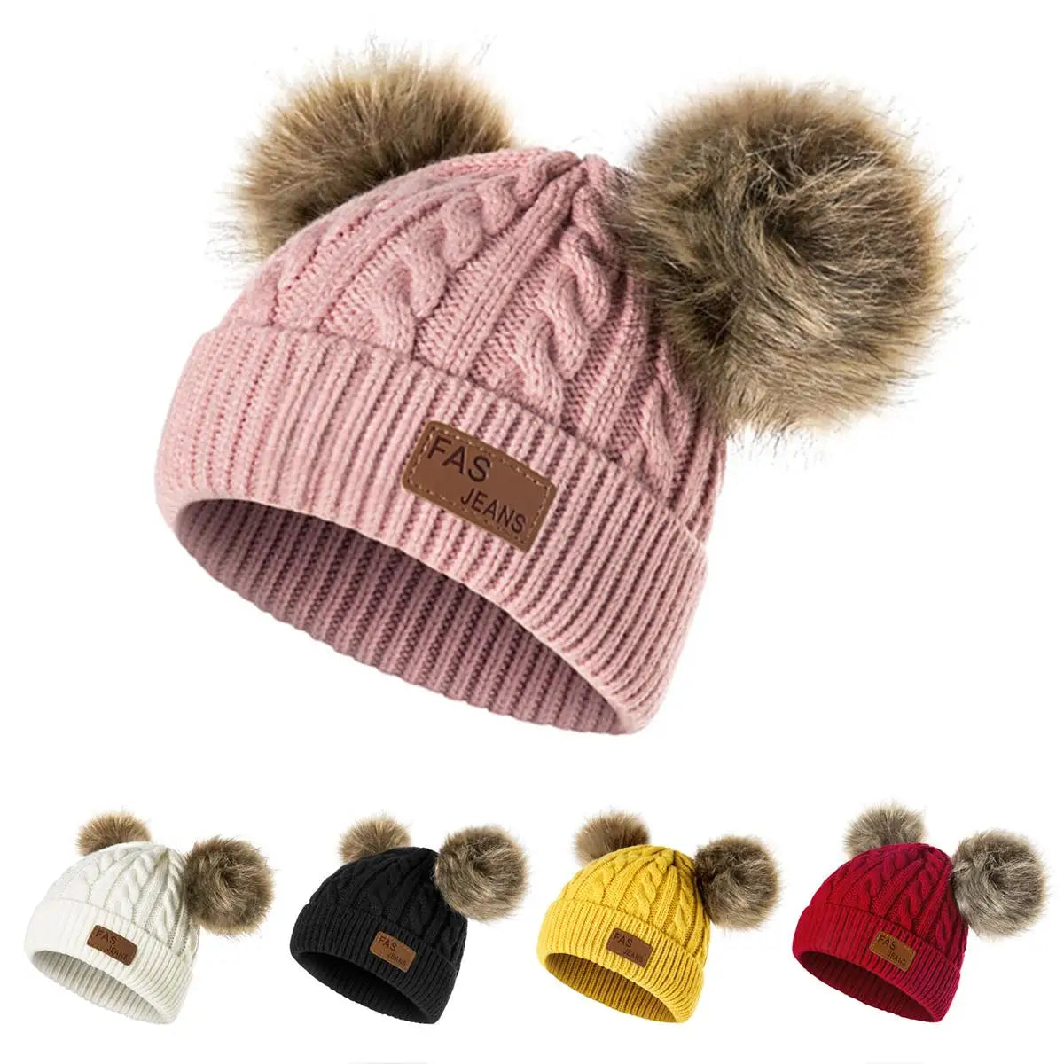 New Kid Hat Children Double Pompom Winter Hat  Cute Knitted Hat For Girls Boys Casual Girls Hat Baby Beanie Cap