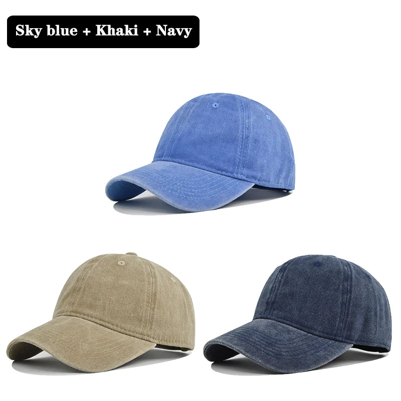 Unisex Vintage Washed Cotton Baseball Cap – Adjustable Breathable Solid Color Dad Hat