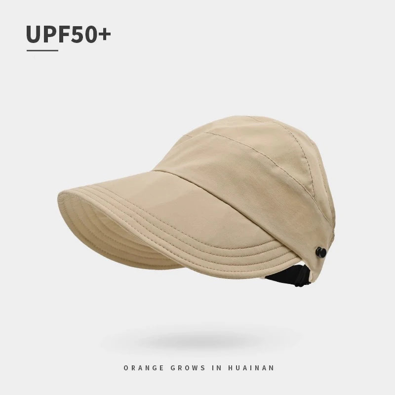 Women's Summer Quick Dry Visor Hat Breathable Outdoor Sunscreen Cap with Mask Hook