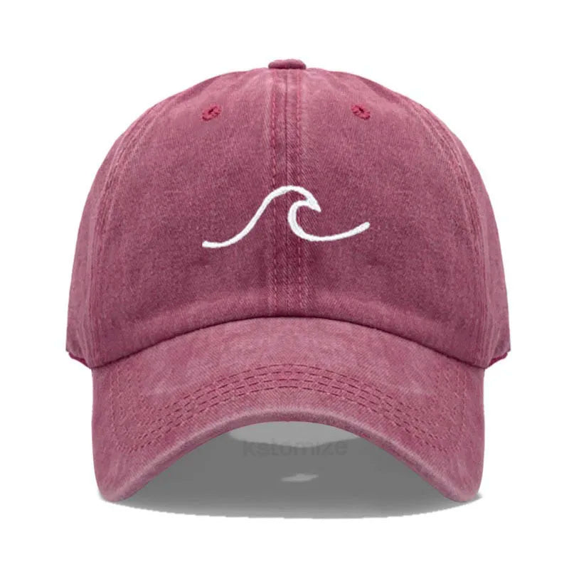 Men's Baseball Cap Women's Washed Cotton Waves Embroidery Embroidery Dad Hat Sport Golf Caps For Man Sun Hats Dropshipping