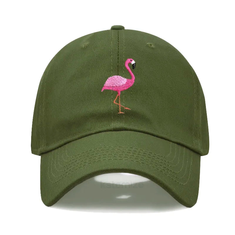Animal Embroidery Flamingo Baseball Caps for Men Women Retro Soft Washed Cotton Dad Hat Snapback Cap Wholesale Dropshipping