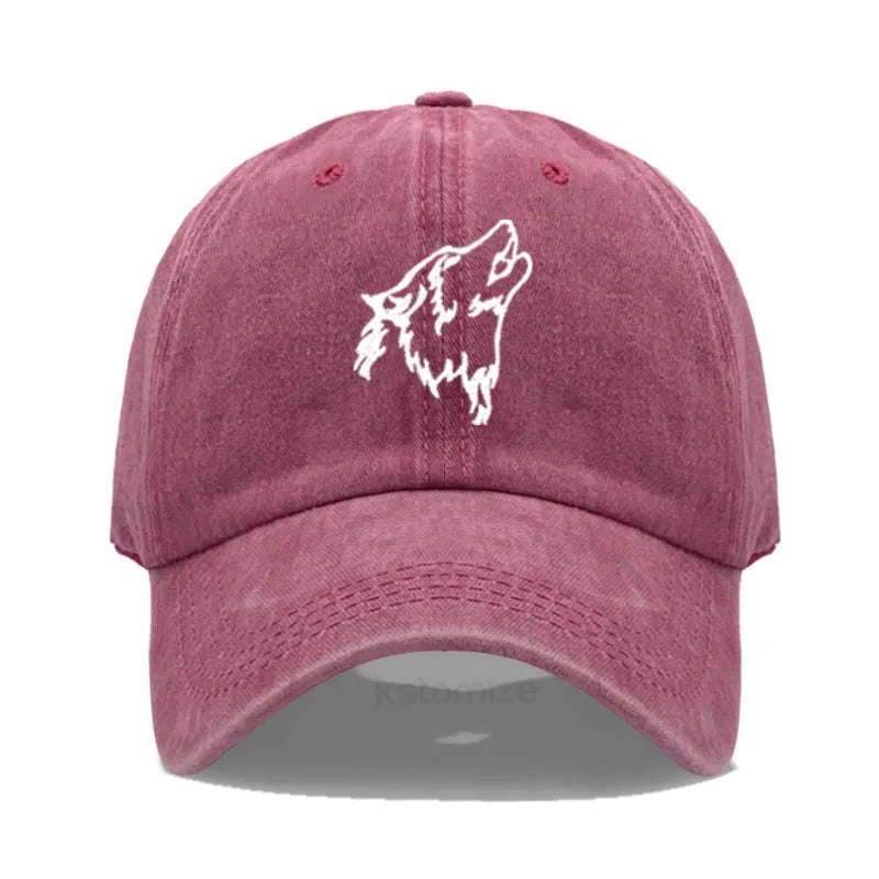 Women's Baseball Cap Men's Washed Cotton Wolf Howl Embroidery Embroidery Dad Hat Sport Golf Caps For Man Sun Hats Dropshipping