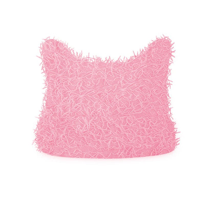Hip Hop Distressed Knitted Caps Unisex Winter Y2k Cat Ears Little devil Beanies Outdoor Fuzzy Thick Warm Balaclava Hat