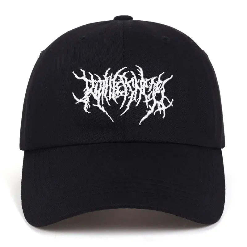 Unisex Goth Rock Washed Baseball Cap – Embroidered Snapback Dad Hat Streetwear Hip Hop Casual Outdoor Hat