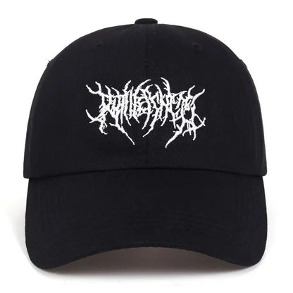 Unisex Goth Rock Washed Baseball Cap – Embroidered Snapback Dad Hat Streetwear Hip Hop Casual Outdoor Hat